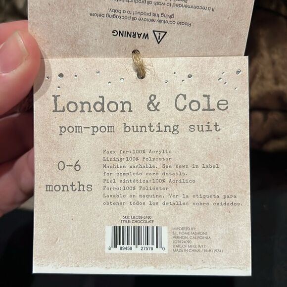 London & Cole One Piece Pom-Pom Bunting Suit 0-6 Months NWT - Picture 5 of 5